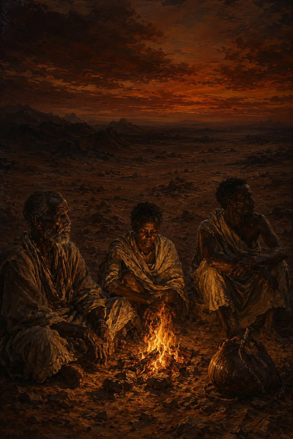 Desert-folk at the edge of the deep desert. Dondotha, summer past.
