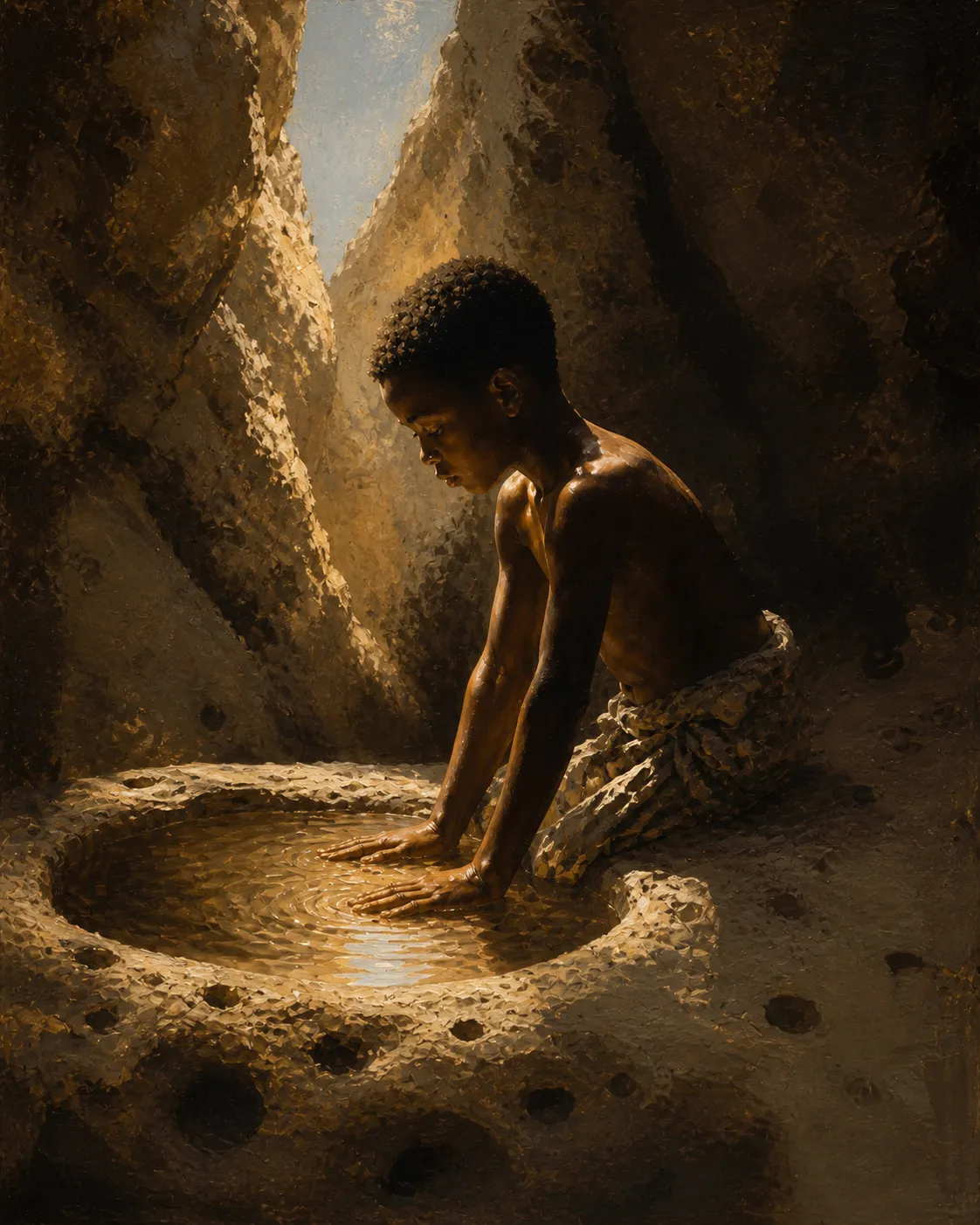 The spring in the fold of rock